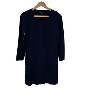 Eileen Fisher Long Tunic Duster Jacket Navy Blue Size Extra Small